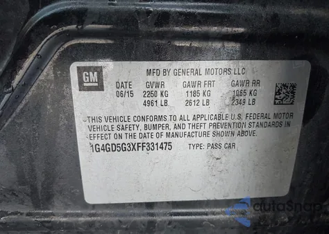 2015 Buick Lacrosse Premium I z USA, uszkodzony, nr VIN 1G4GD5G3XFF331475